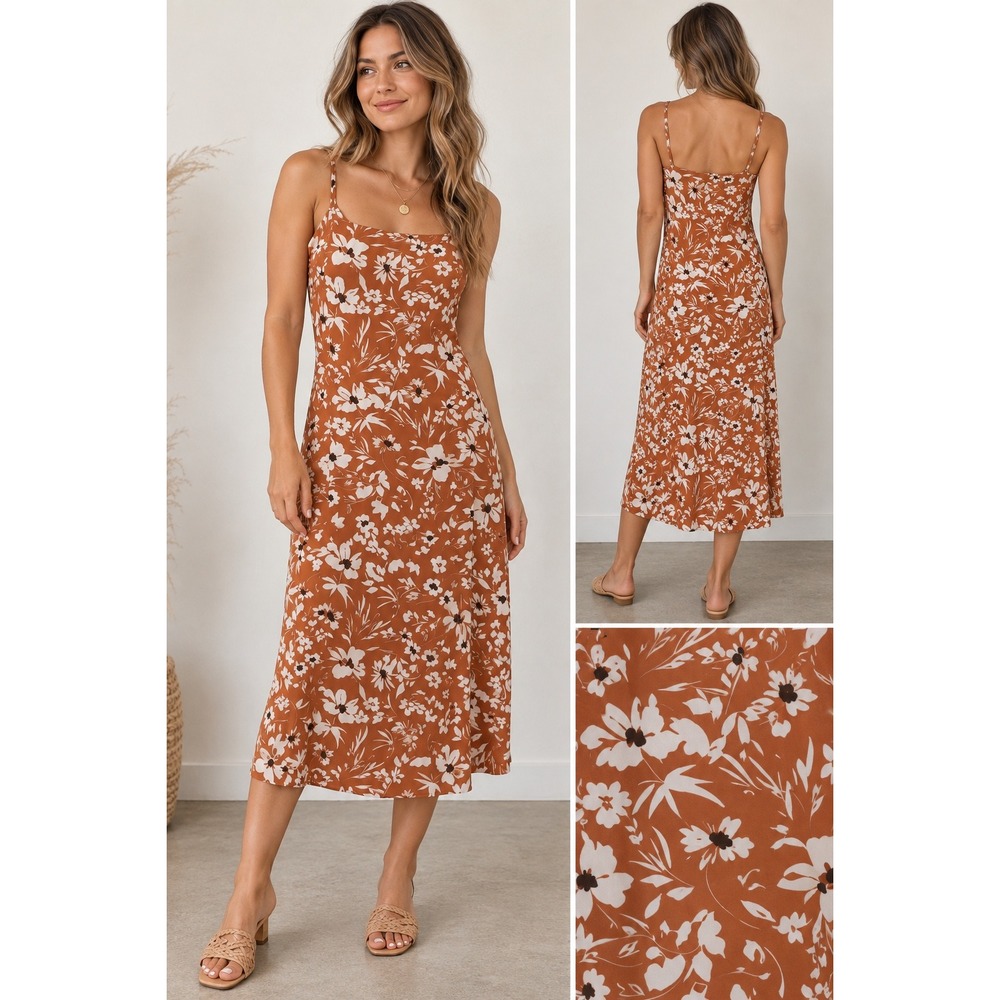 Joie Floral Cowl Neck Midi Dress Womens Size M Spaghetti Strap Summer